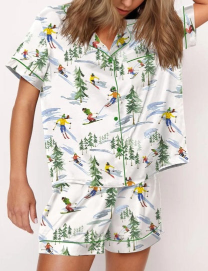 Winter Skiing People Pajama Set