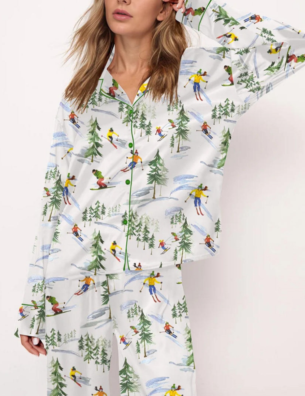 Winter Skiing People Pajama Set