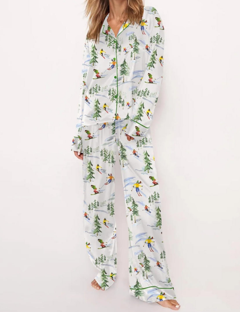 Winter Skiing People Pajama Set