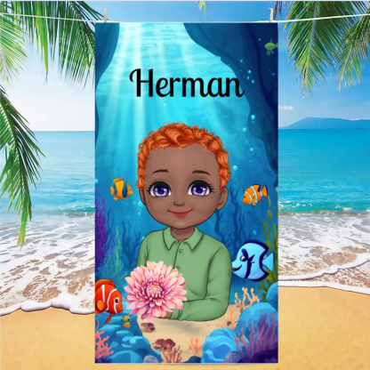 Personalized Underwater World Oversized Quick Dry Jellyfish Beach Towel with Name Summer Travel Essential Gift for Friend Family