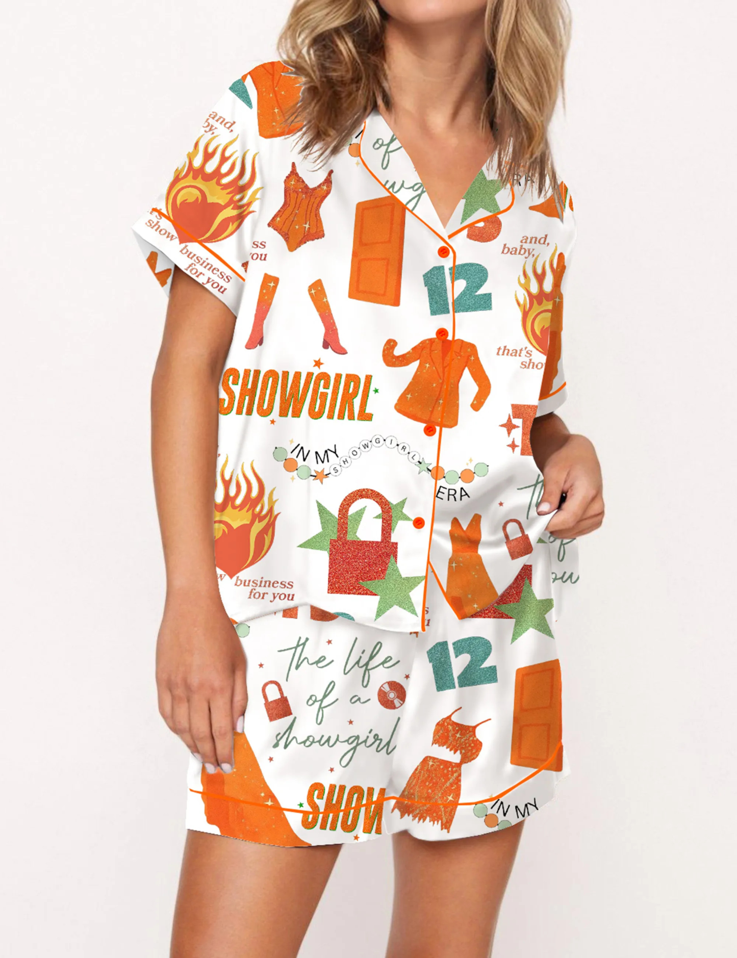 Life Of A Showgirl Silky Satin Pajama Set For Women