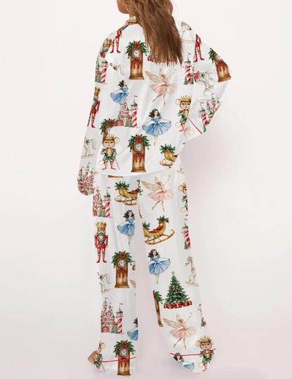 Christmas Nutcracker Ballet Satin Pajama Set For Women
