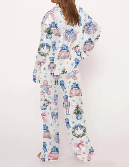 Coquette Chinoiserie Christmas Satin Pajama Set For Women