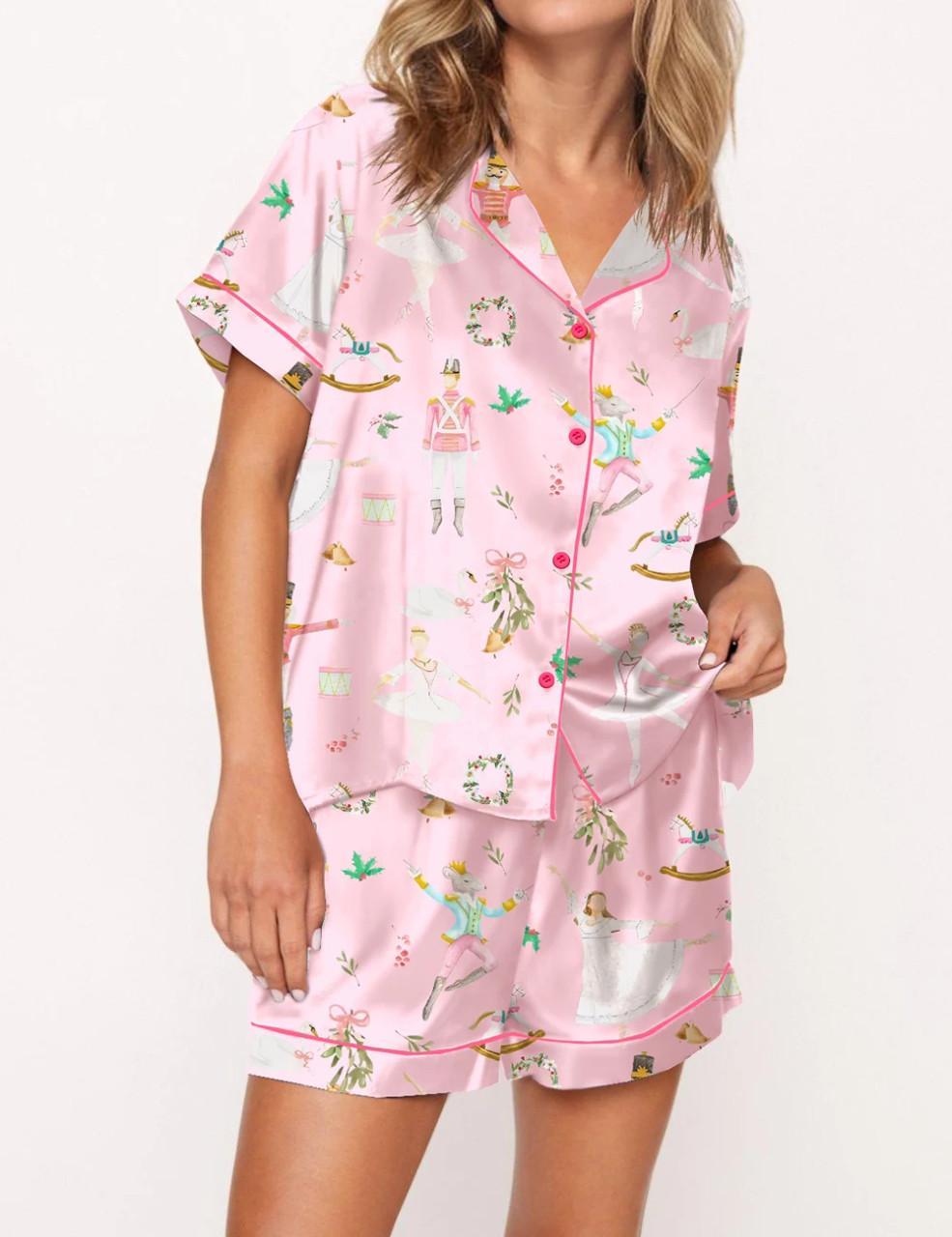 Pink Nutcracker Ballet Satin Pajama Set