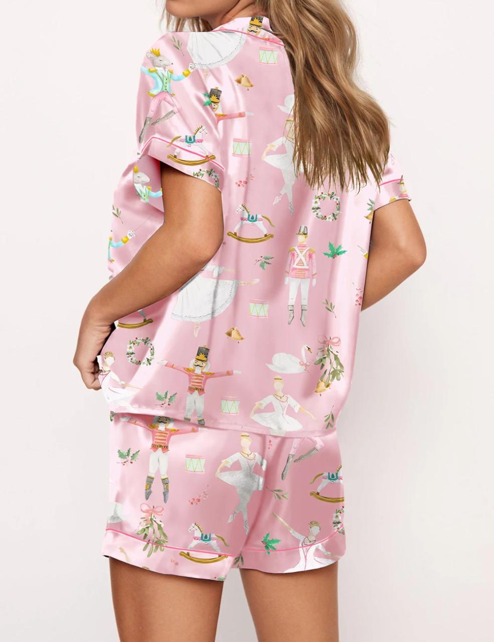 Pink Nutcracker Ballet Satin Pajama Set