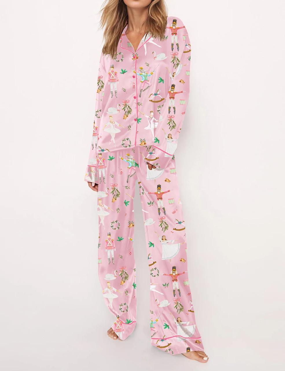 Pink Nutcracker Ballet Satin Pajama Set
