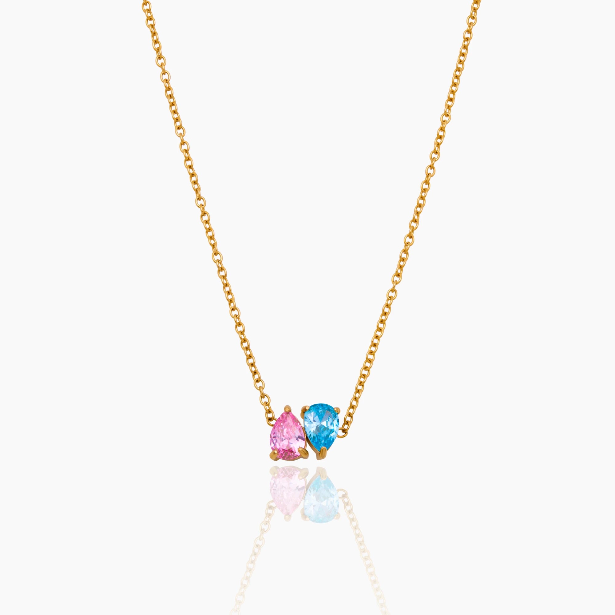 Duo Teardrop Birthstone Necklace