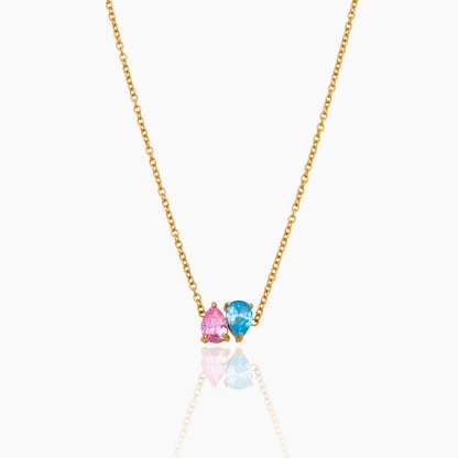 Duo Teardrop Birthstone Necklace