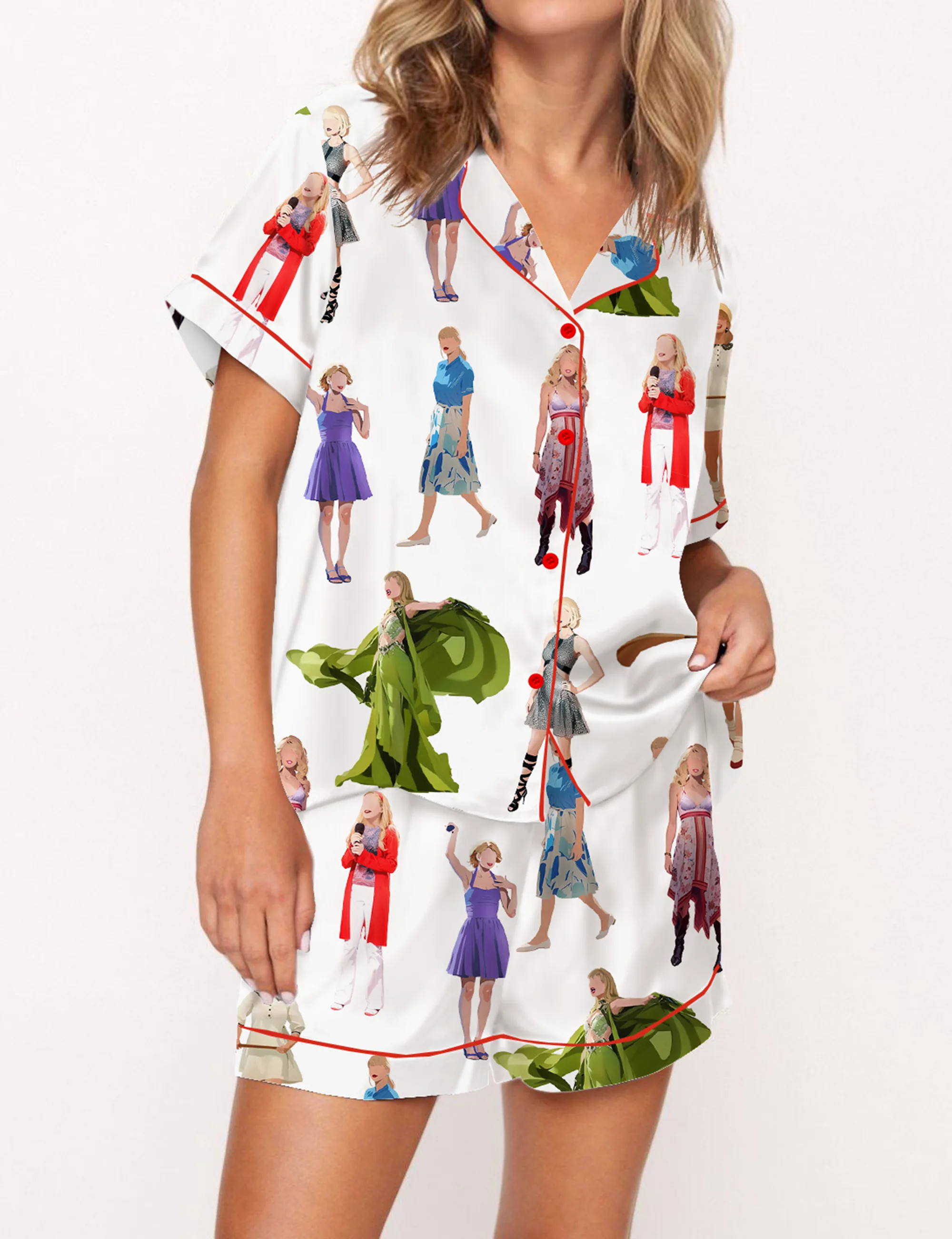 Music Artists Satin Pajama Set For Women