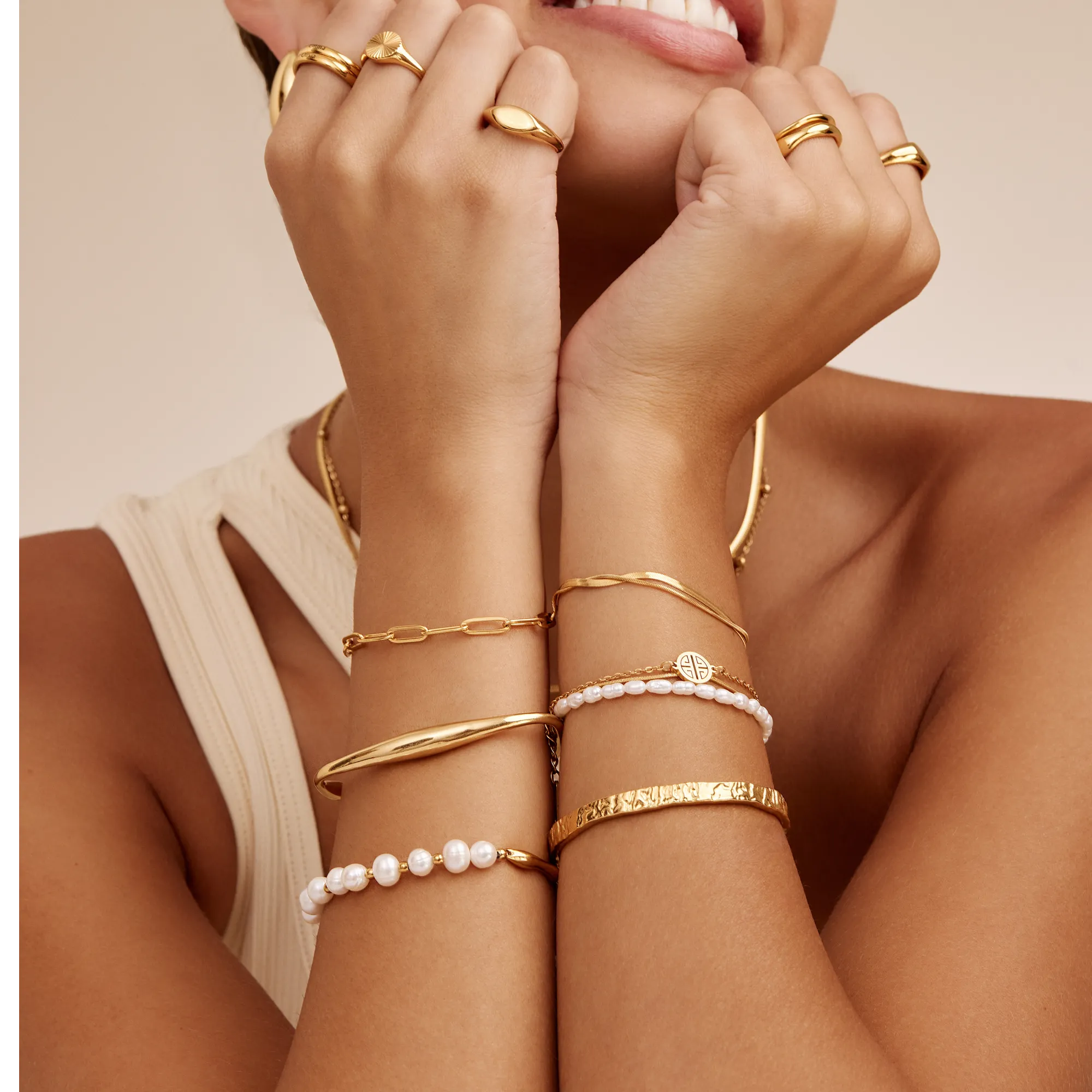 Double Snake Chain Layered Bracelet