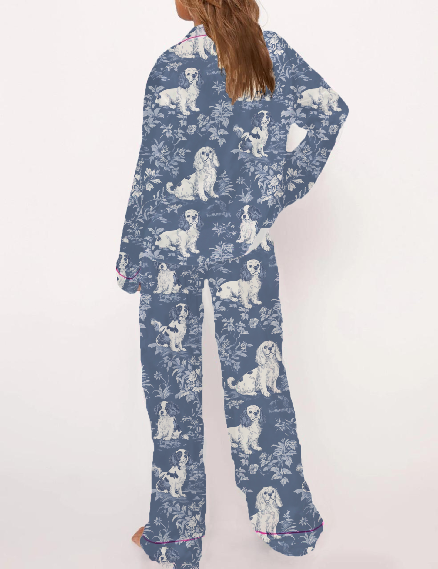 Cavalier King Charles Spaniel Silky Satin Pajama Short Set For Women