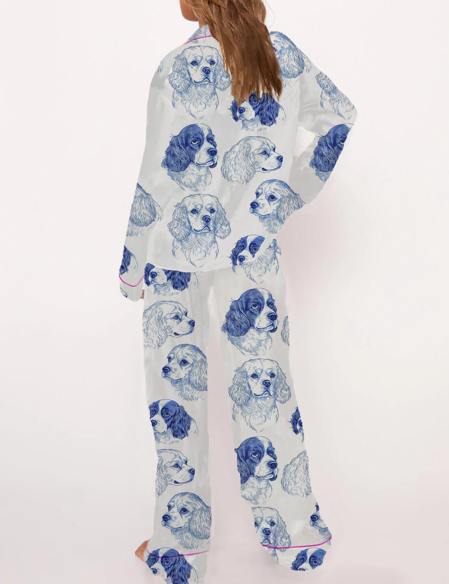 Cavalier King Charles Spaniel Silky Satin Pajama Short Set For Women