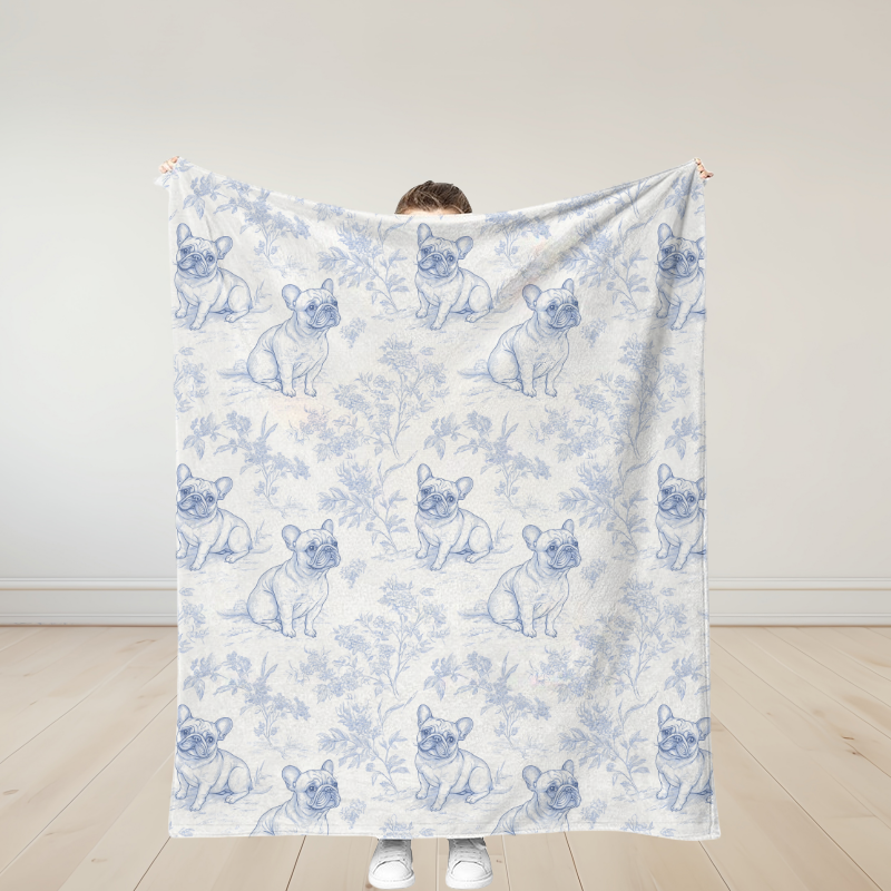 Personalized French Bulldogs Soft Throw Blanket Birthday Gift