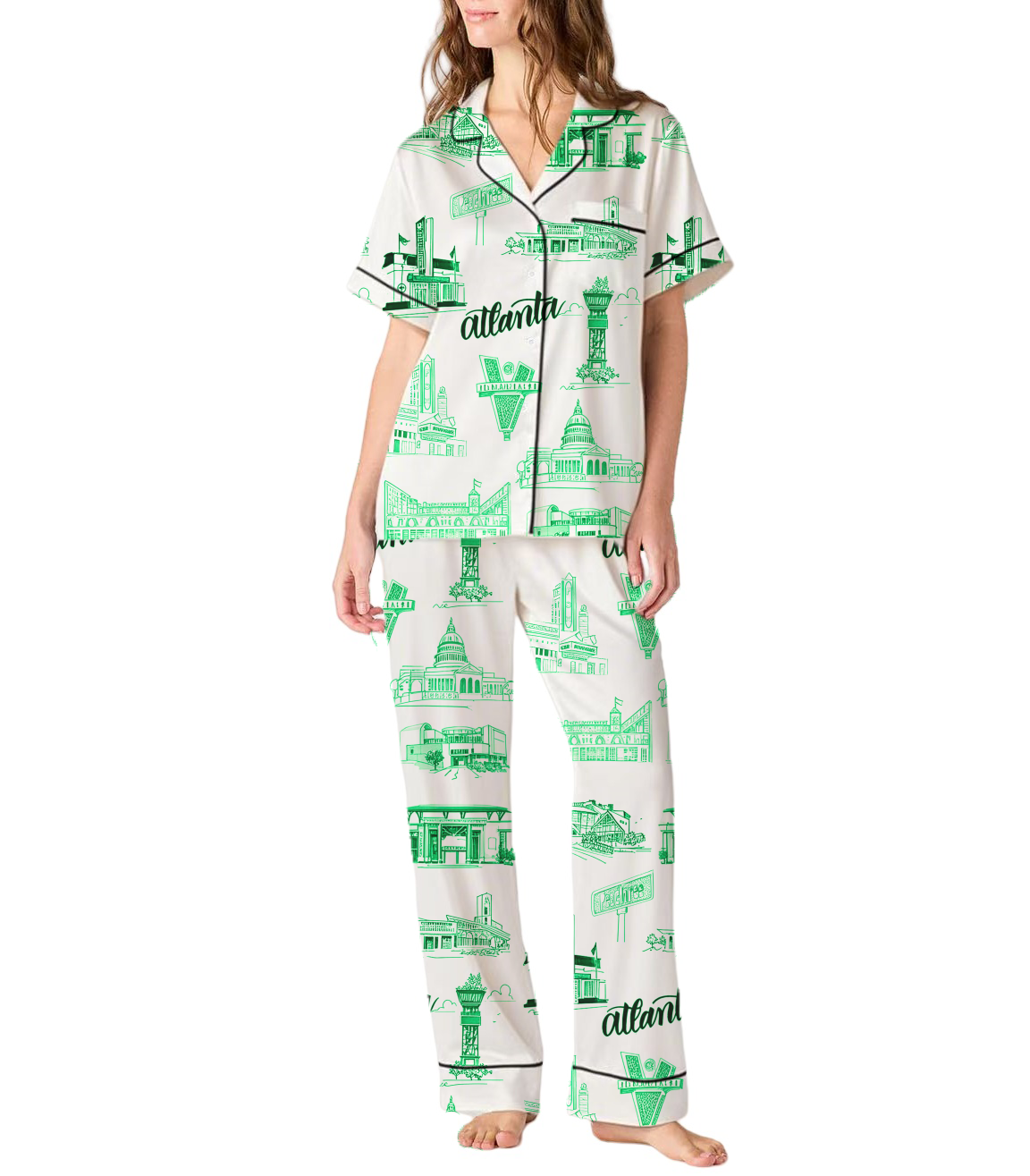 Atlanta Toile Silky Satin Pajama Set For Women