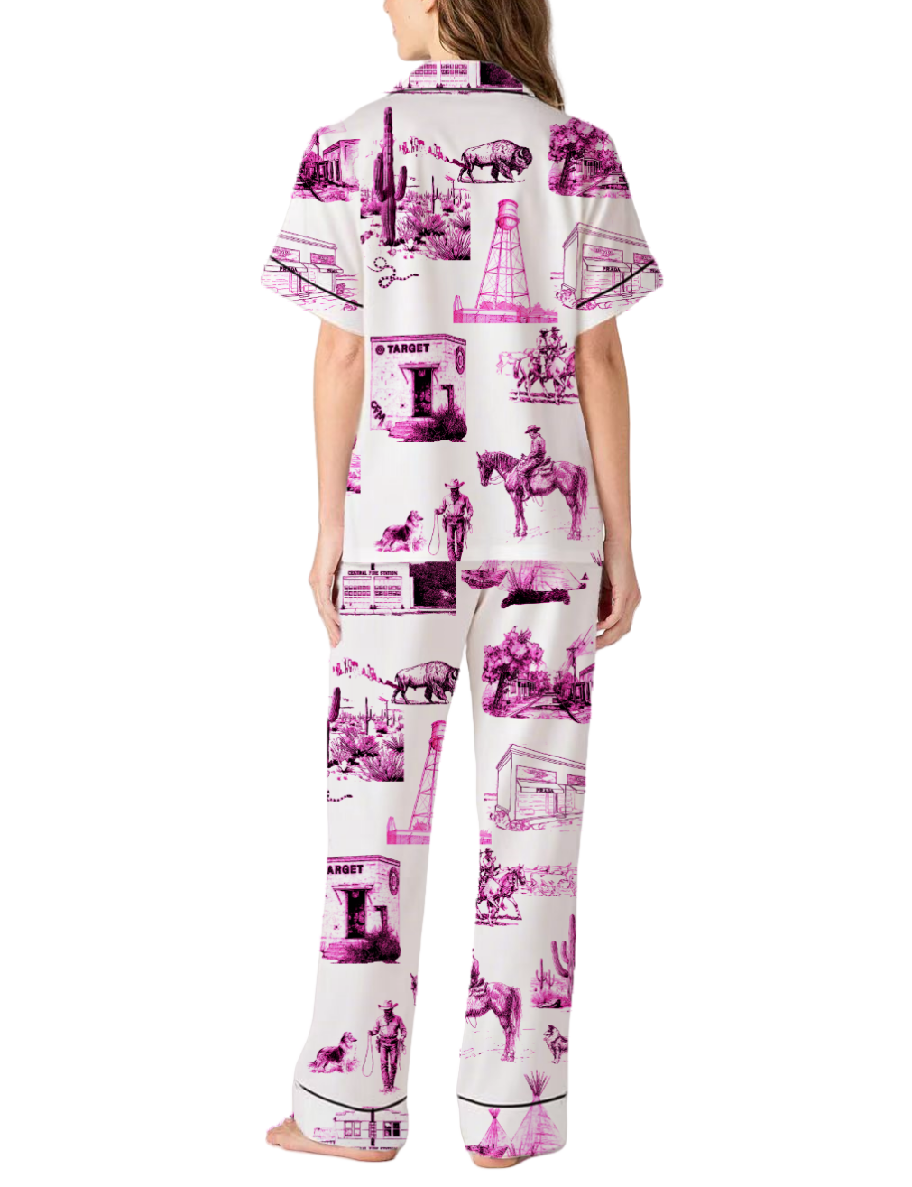 Marfa Toile Silky Satin Pajama Pants Set For Women