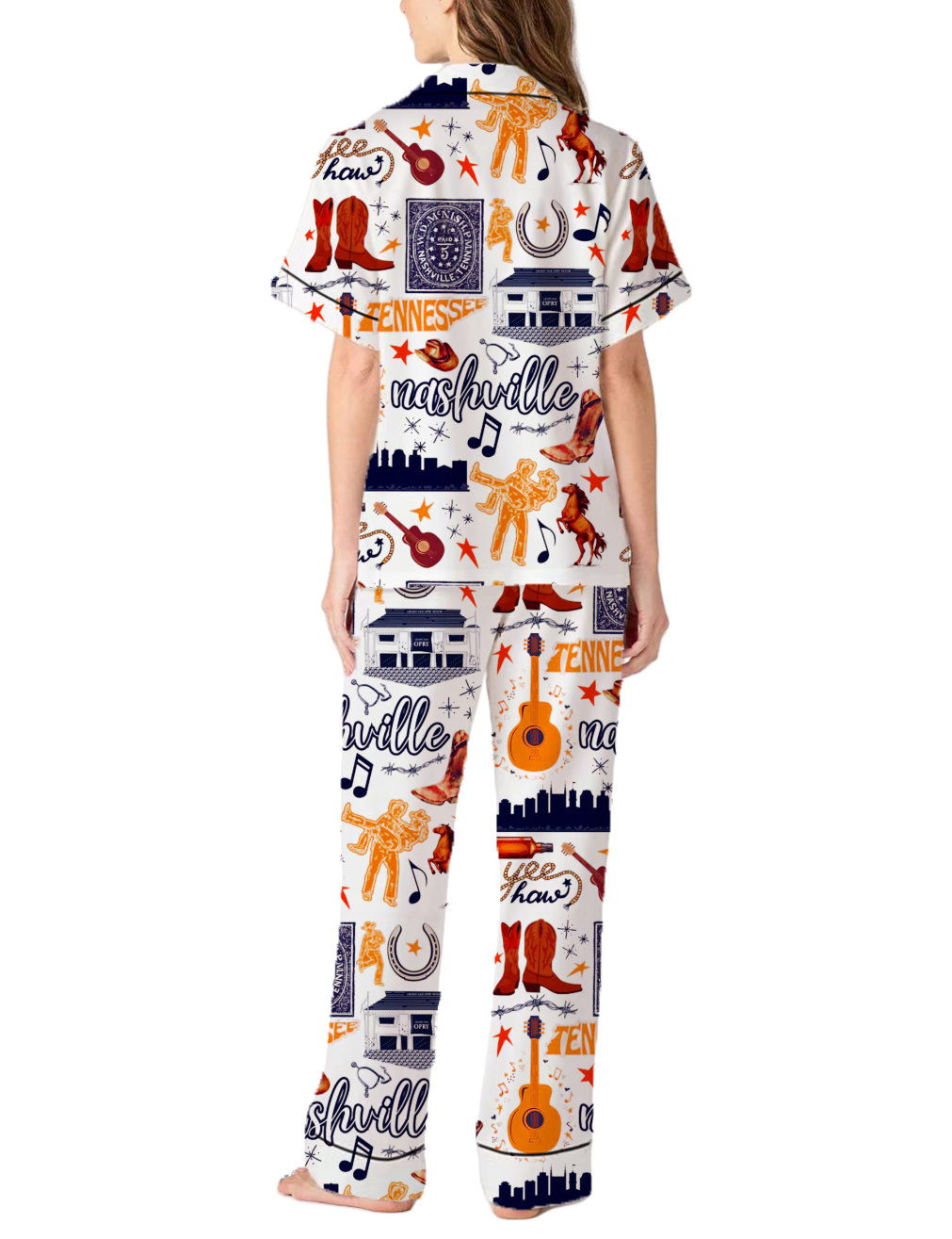 Nashville Bachelorette Party Silky Satin Pajama Pants Set For Women