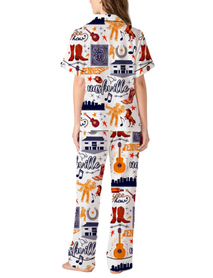 Nashville Bachelorette Party Silky Satin Pajama Pants Set For Women