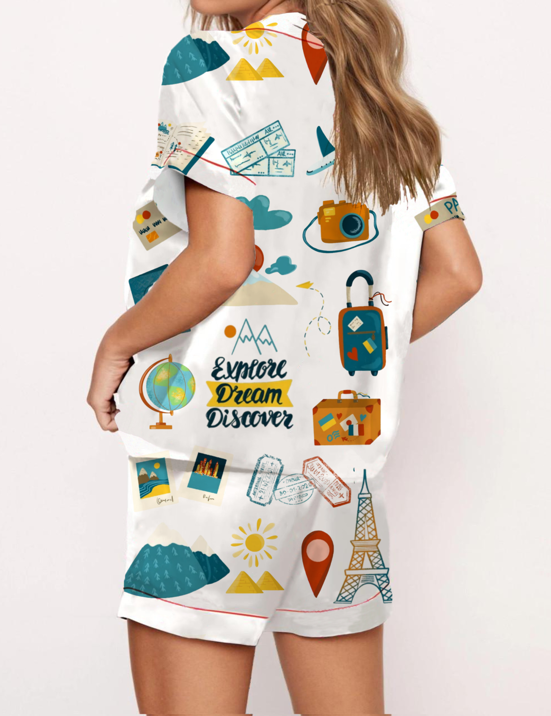 Explore Dream Discover Silky Satin Pajama Short Set For Women