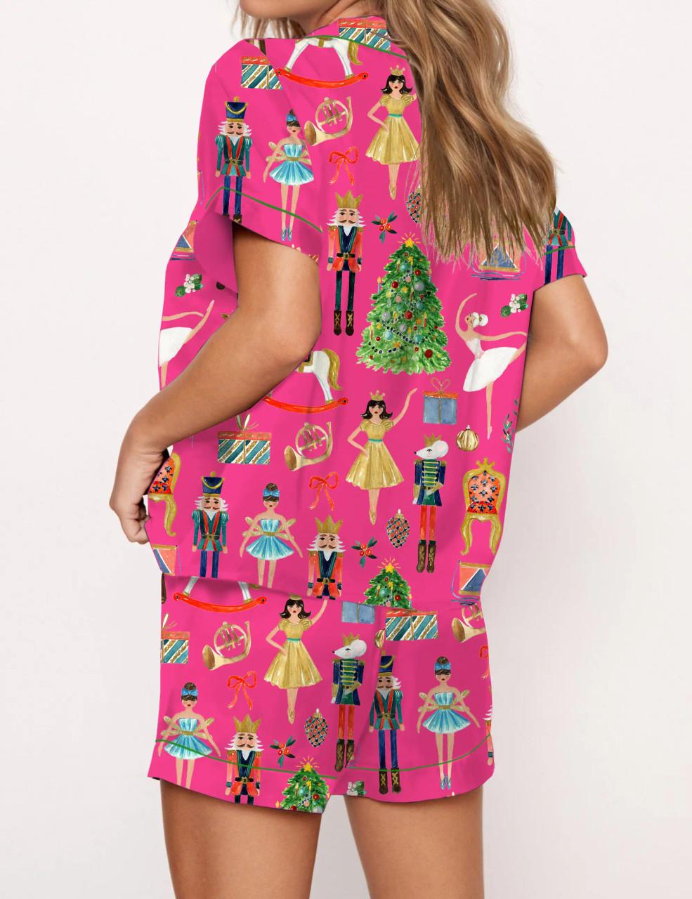 Christmas Nutcracker Silky Satin Pajama Set For Women