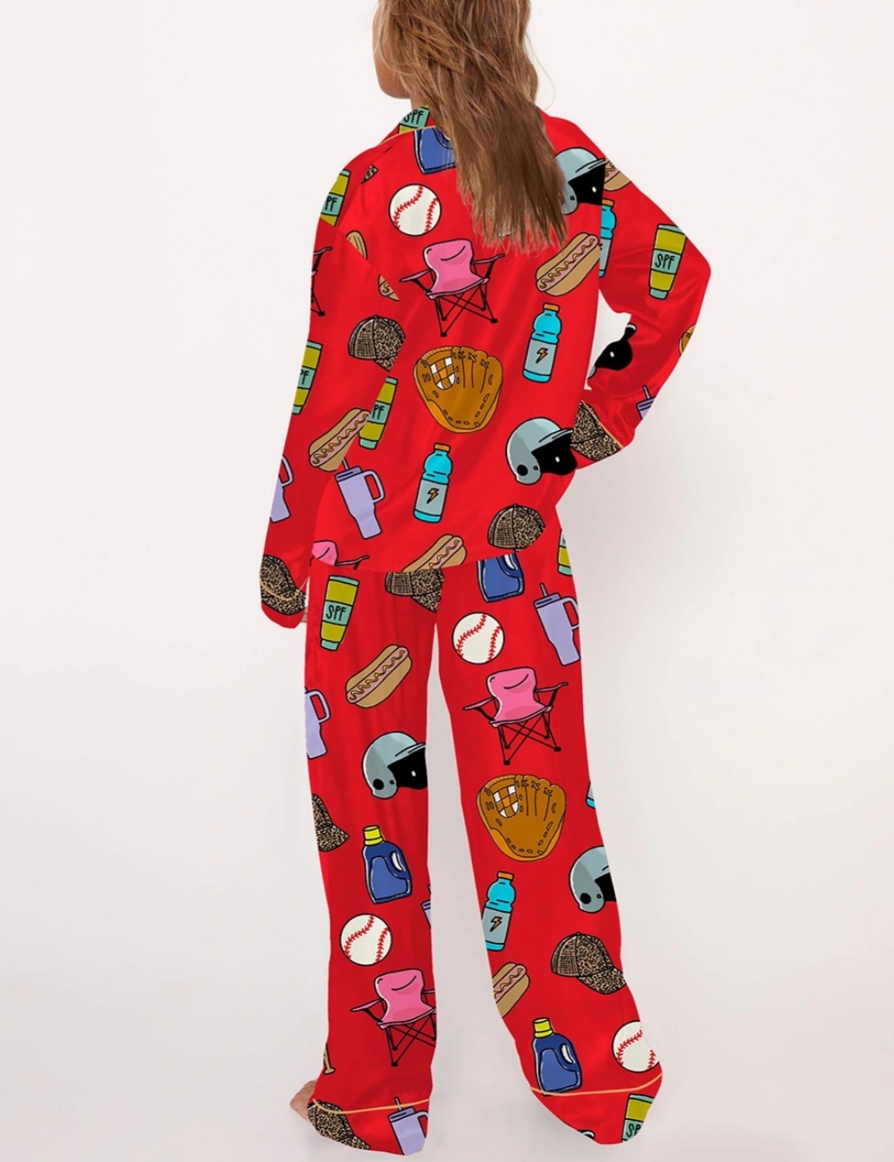 Baseball Mom Satin Pajama Set For Women