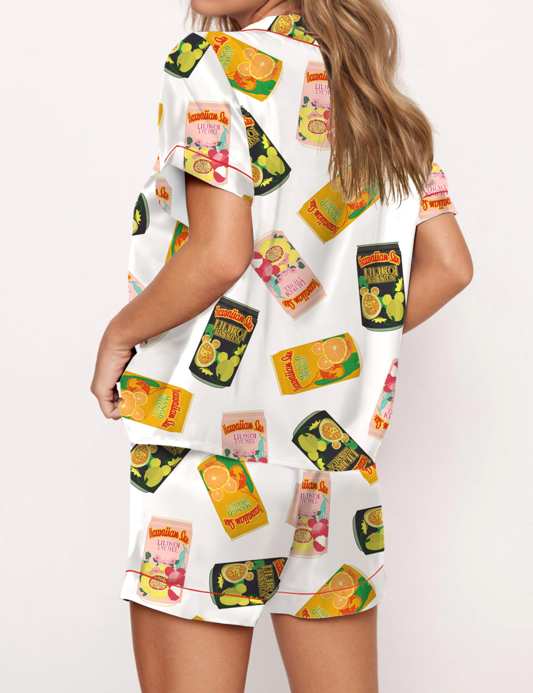 Hawaiian Drinks Satin Pajama Set For Women