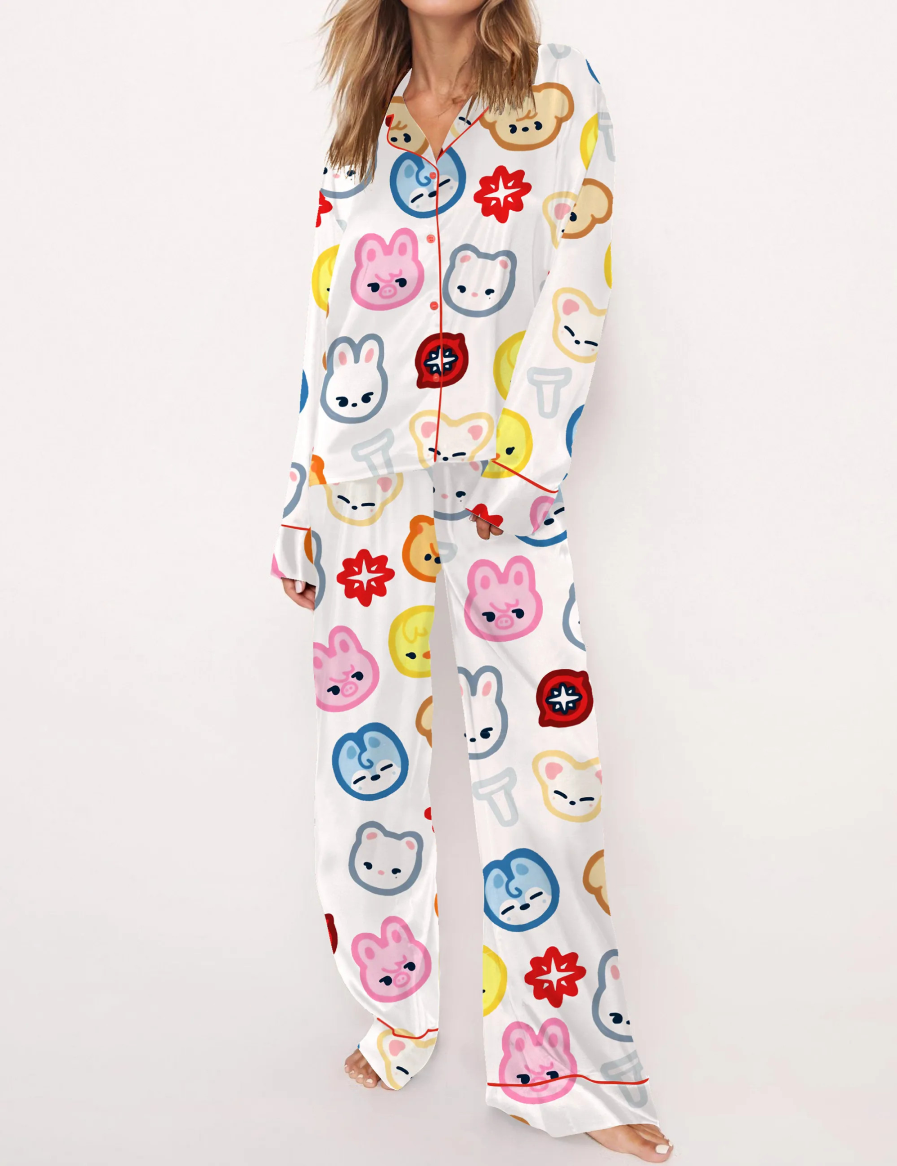 Stray Kid Tour Silky Satin Pajama Set For Women