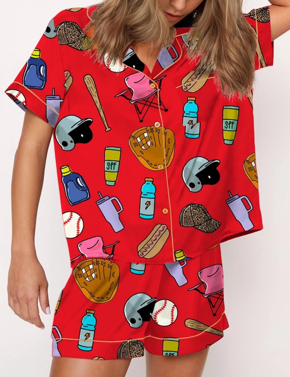 Baseball Mom Satin Pajama Set For Women