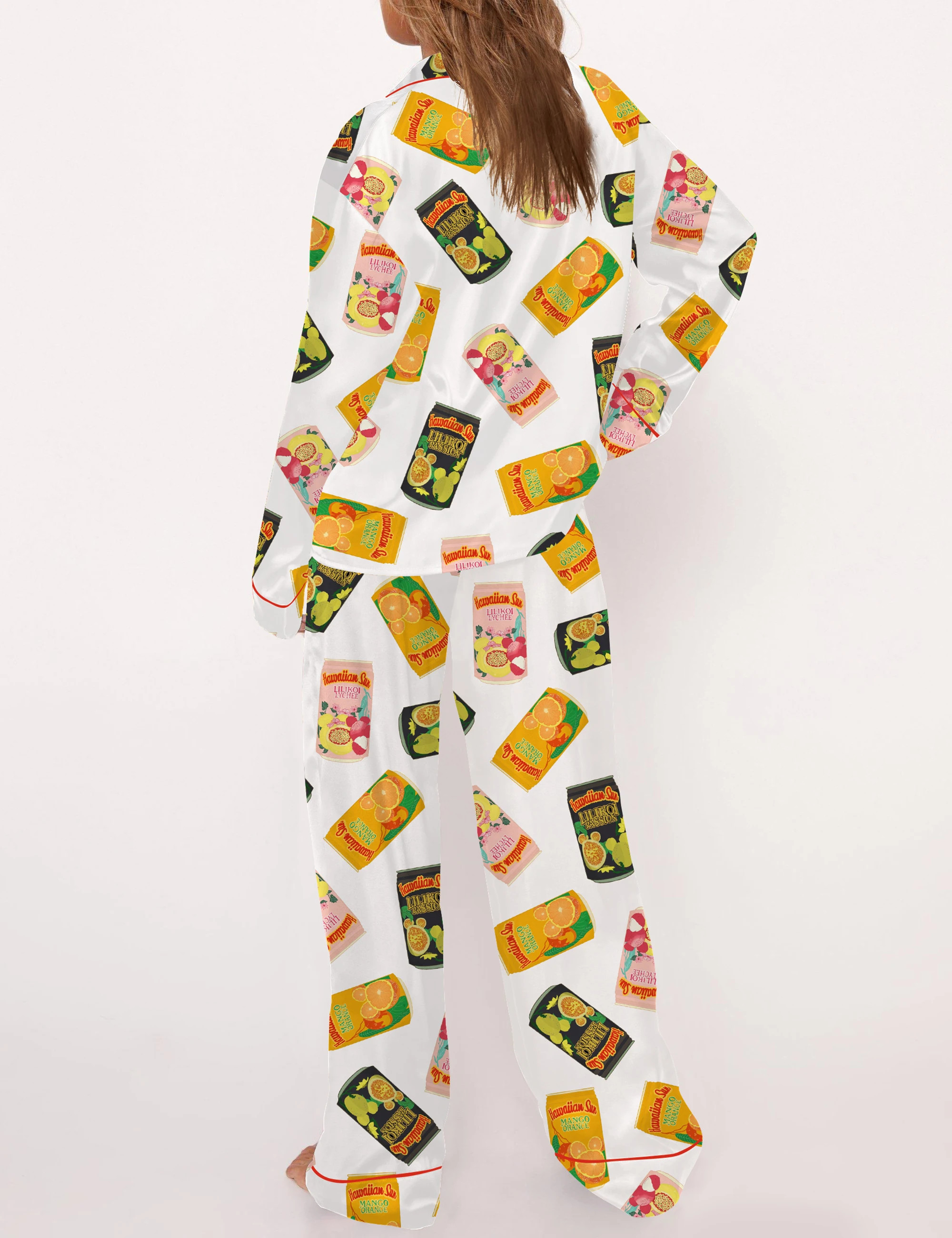 Hawaiian Drinks Satin Pajama Set For Women