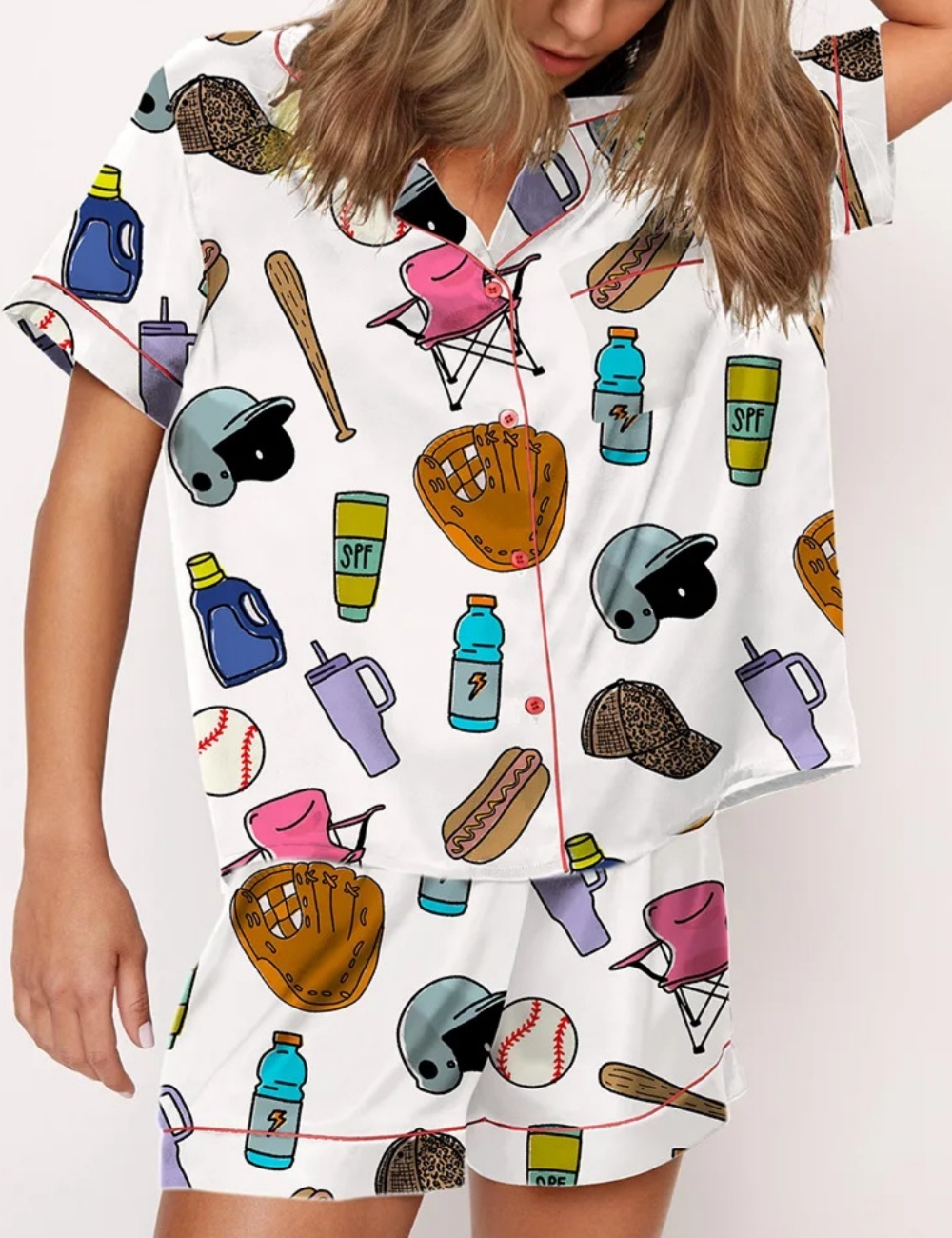 Baseball Mom Satin Pajama Set For Women