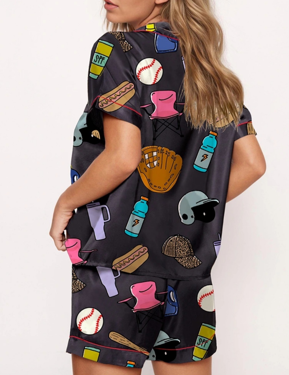 Baseball Mom Satin Pajama Set For Women