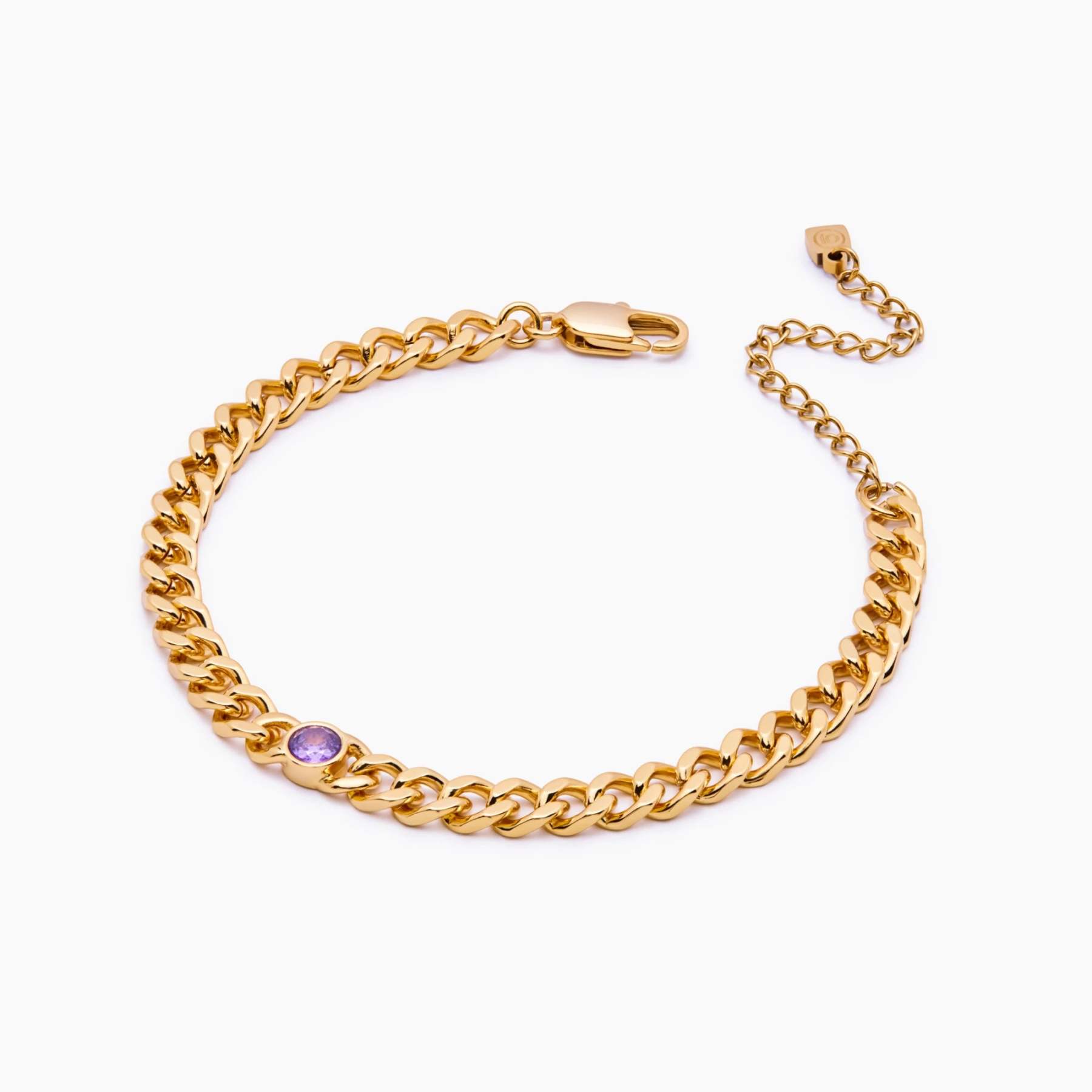 Curb Chain Birthstone Bracelet