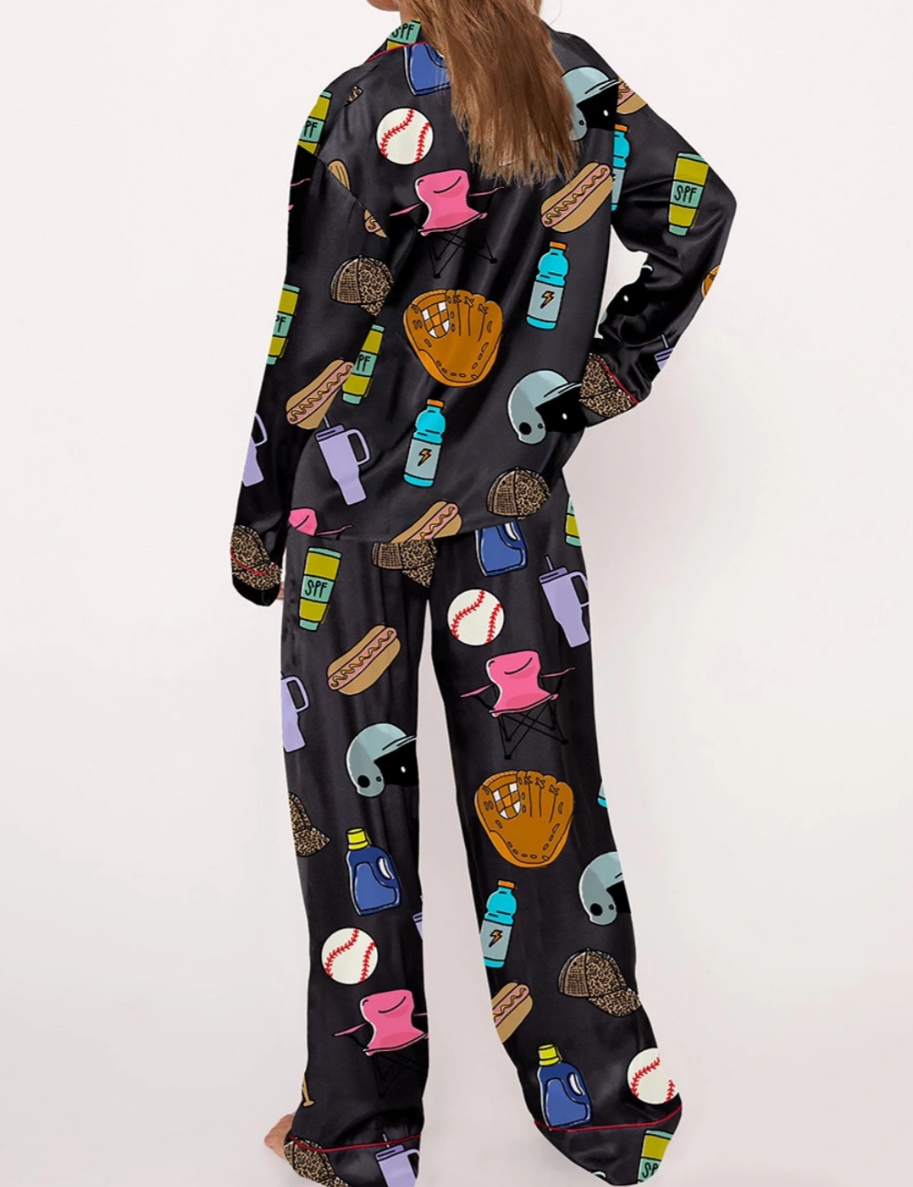 Baseball Mom Satin Pajama Set For Women