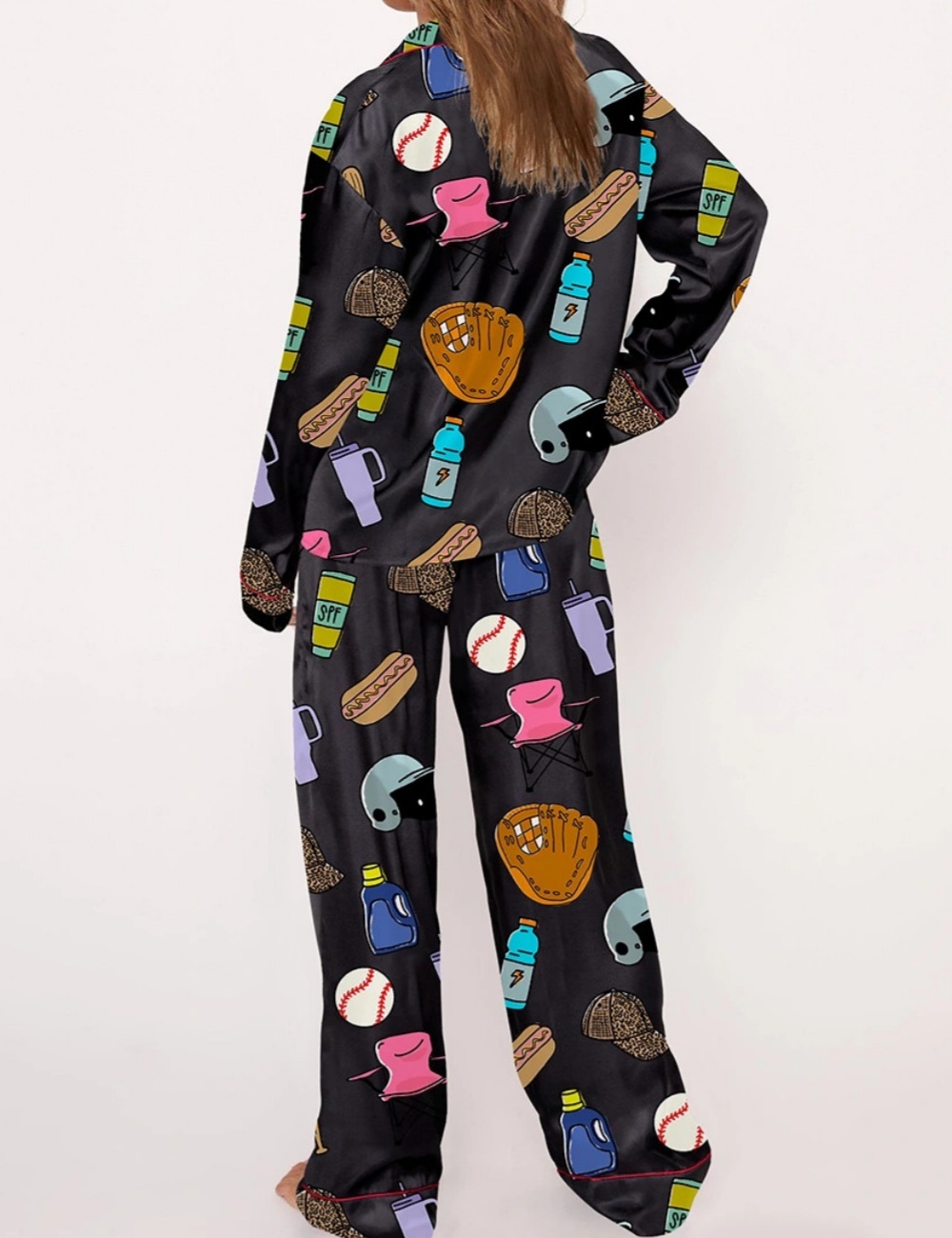 Baseball Mom Satin Pajama Set For Women