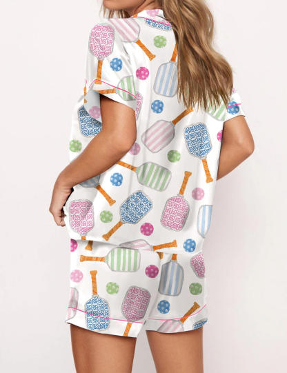 Pickleball Watercolor Satin Pajama Set