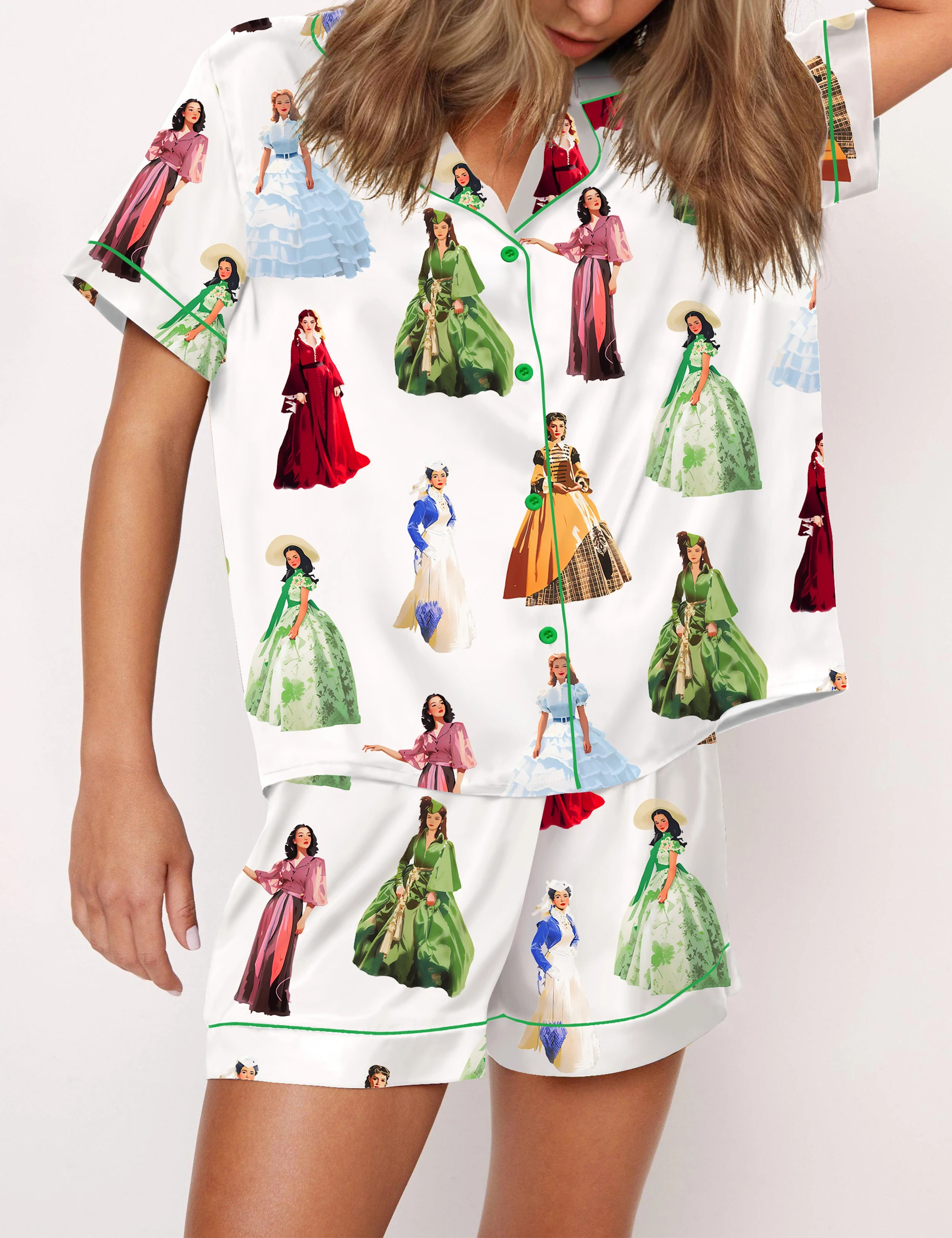 Scarlett Vintage Satin Pajama Set For Women