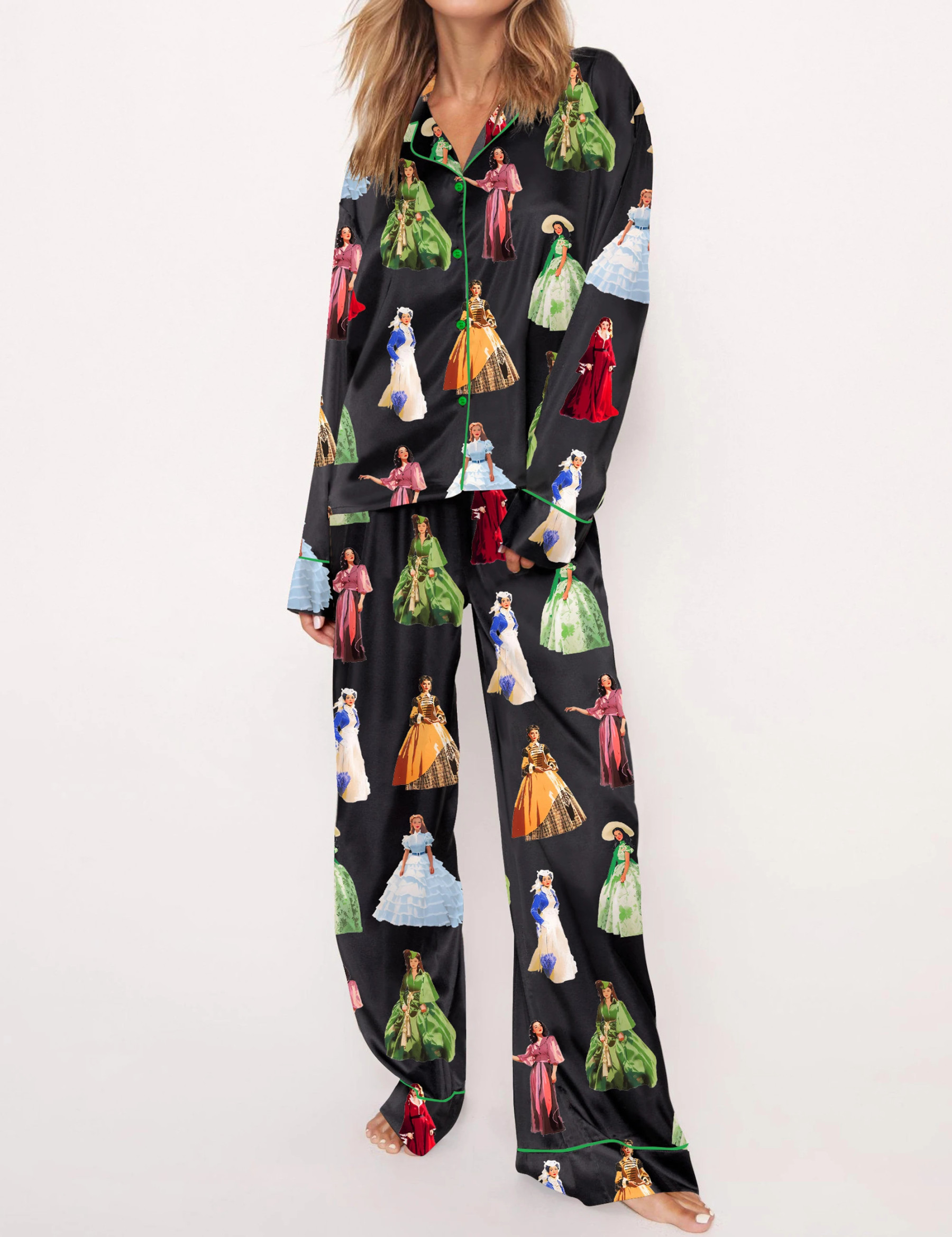 Scarlett Vintage Satin Pajama Set For Women