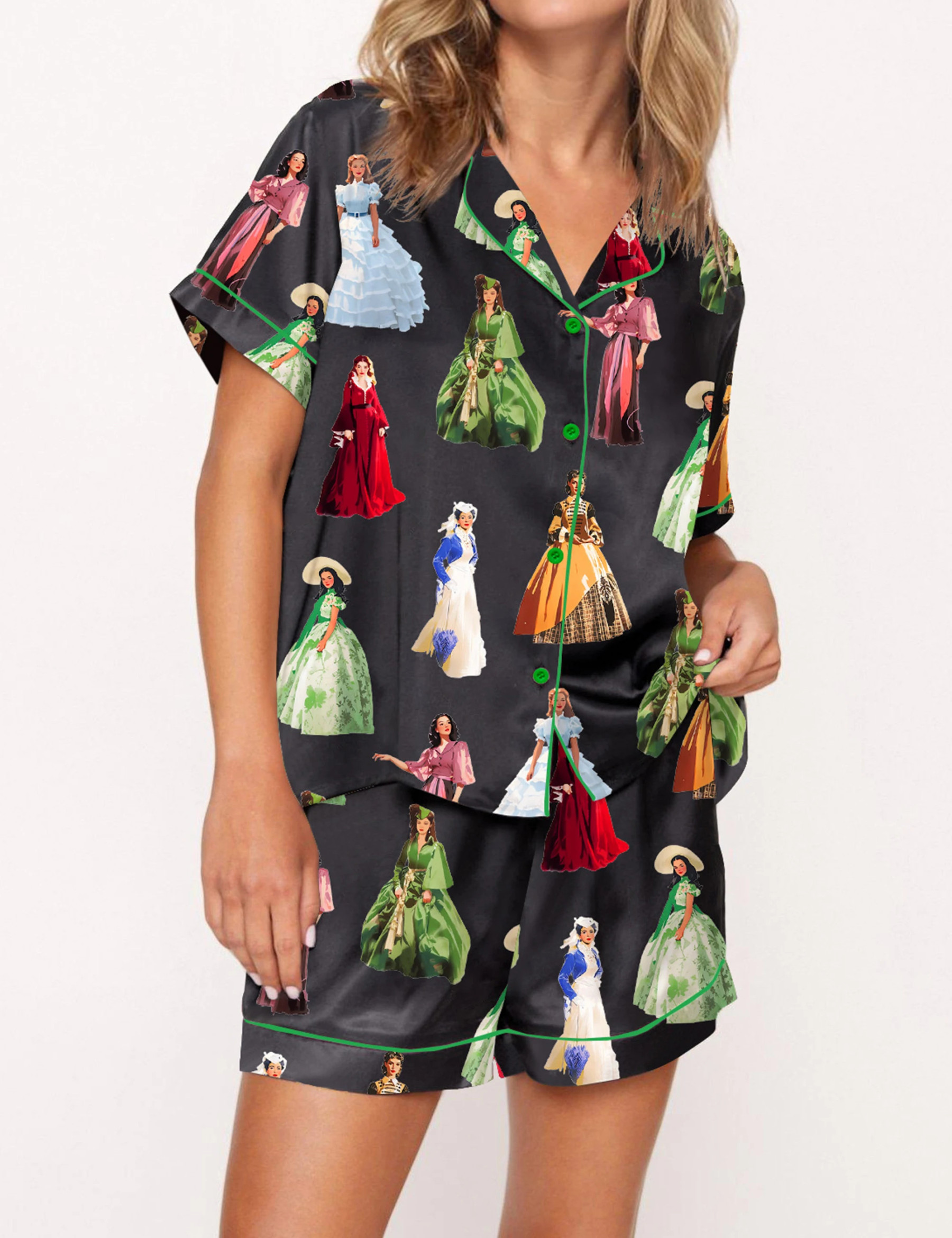 Scarlett Vintage Satin Pajama Set For Women