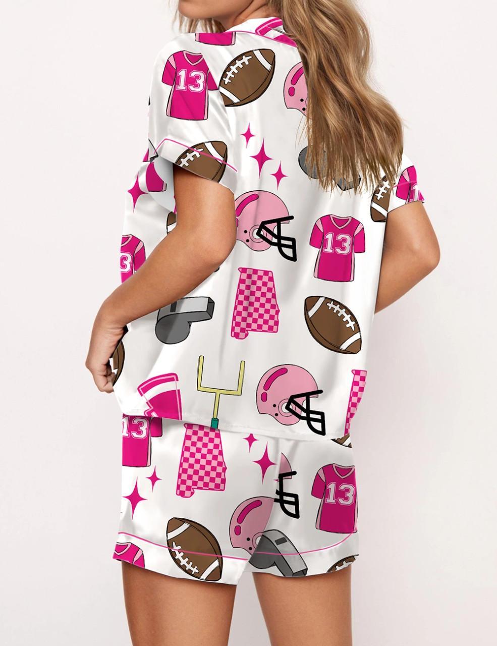 Football Theme Satin Pajama Set