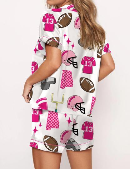 Football Theme Satin Pajama Set