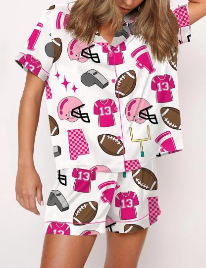 Football Theme Satin Pajama Set