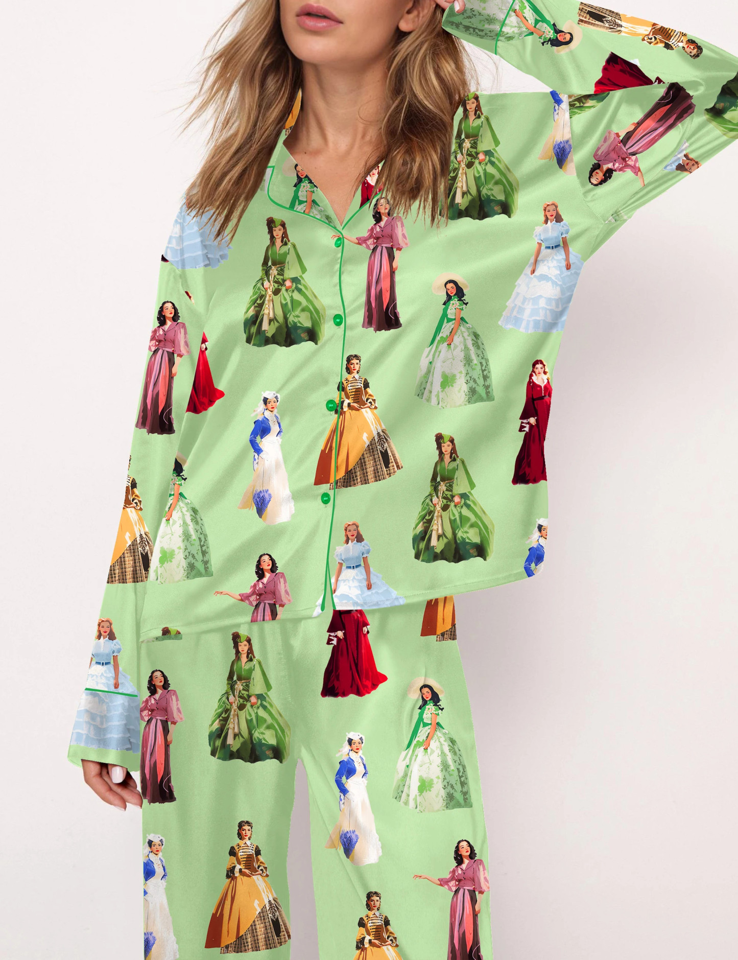 Scarlett Vintage Satin Pajama Set For Women