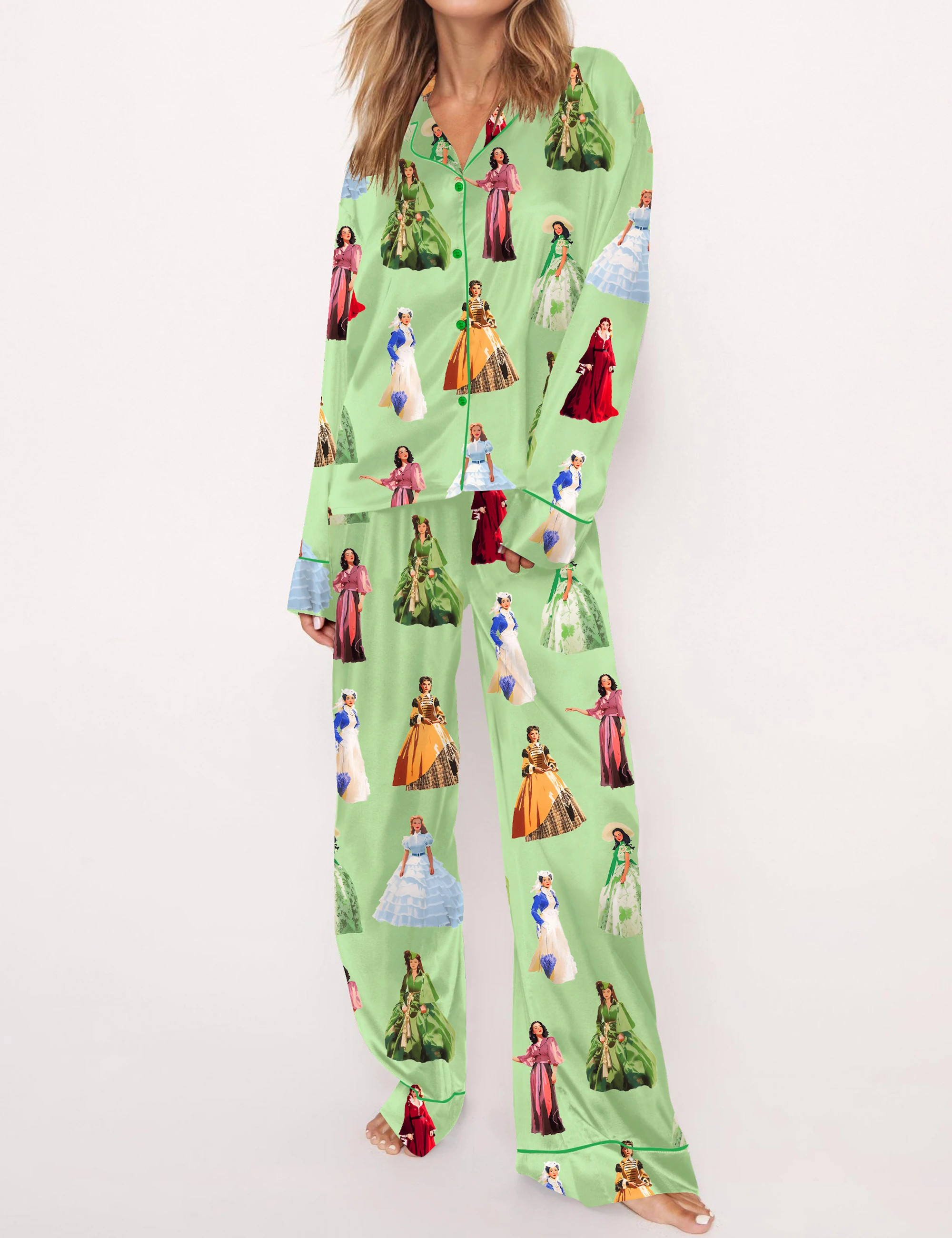 Scarlett Vintage Satin Pajama Set For Women