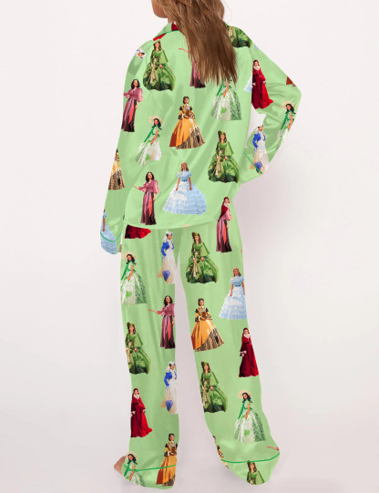 Scarlett Vintage Satin Pajama Set For Women