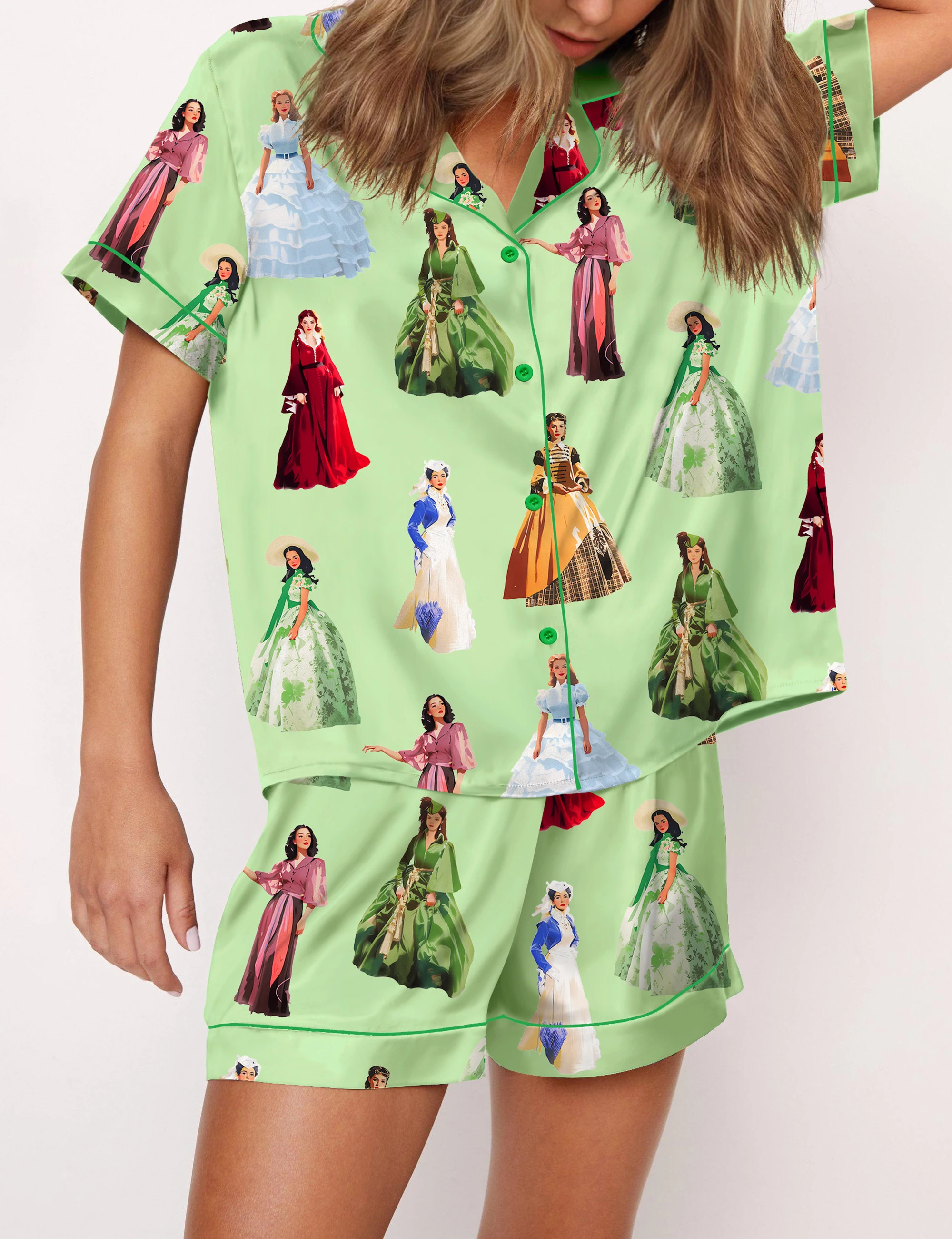 Scarlett Vintage Satin Pajama Set For Women