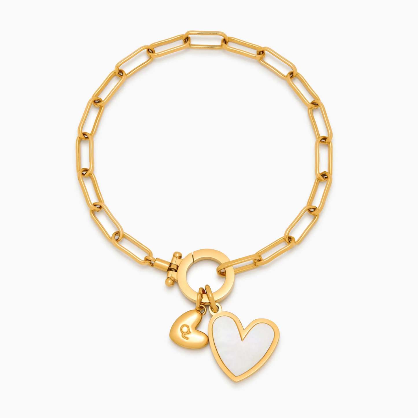 Paperclip Initial Heart Duo Bracelet