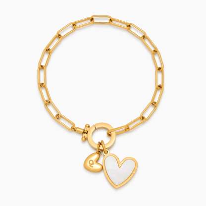 Paperclip Initial Heart Duo Bracelet