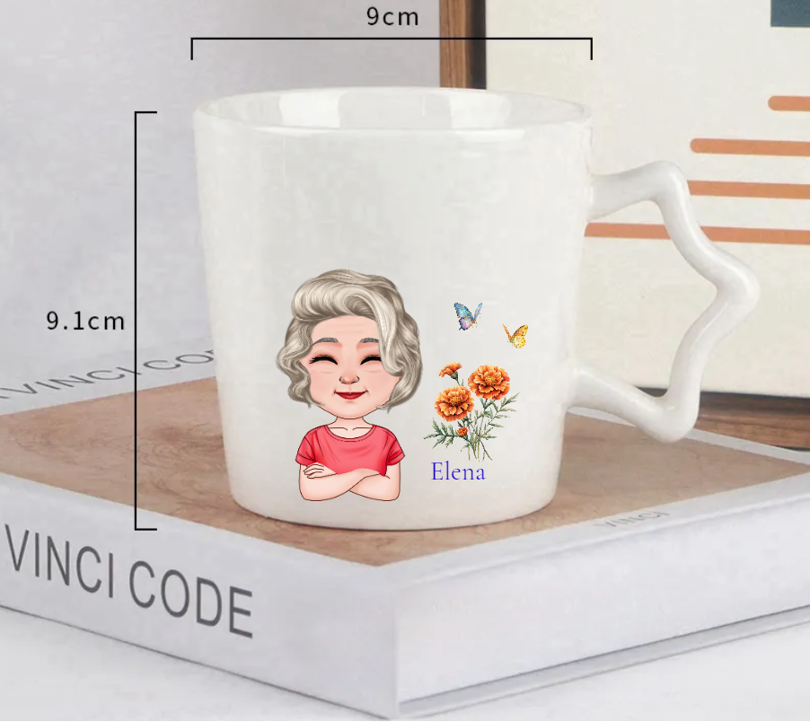 Personalized  Ceramic Coffee Mug with Name Birthday Floral   Anniversary