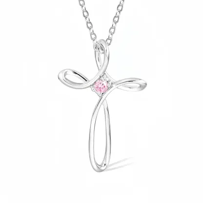 1-7 Birthstone Mother's Day Cross Necklace