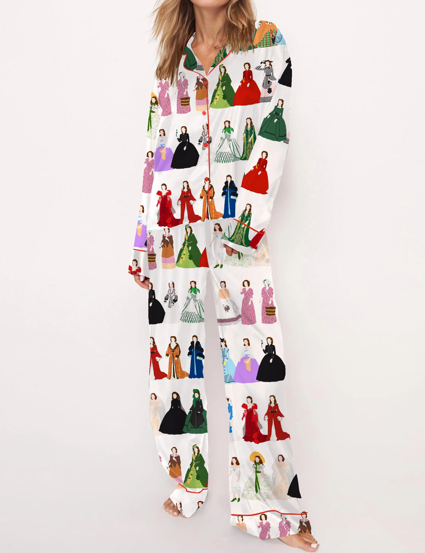 Vintage Scarlett Satin Pajama Set For Women