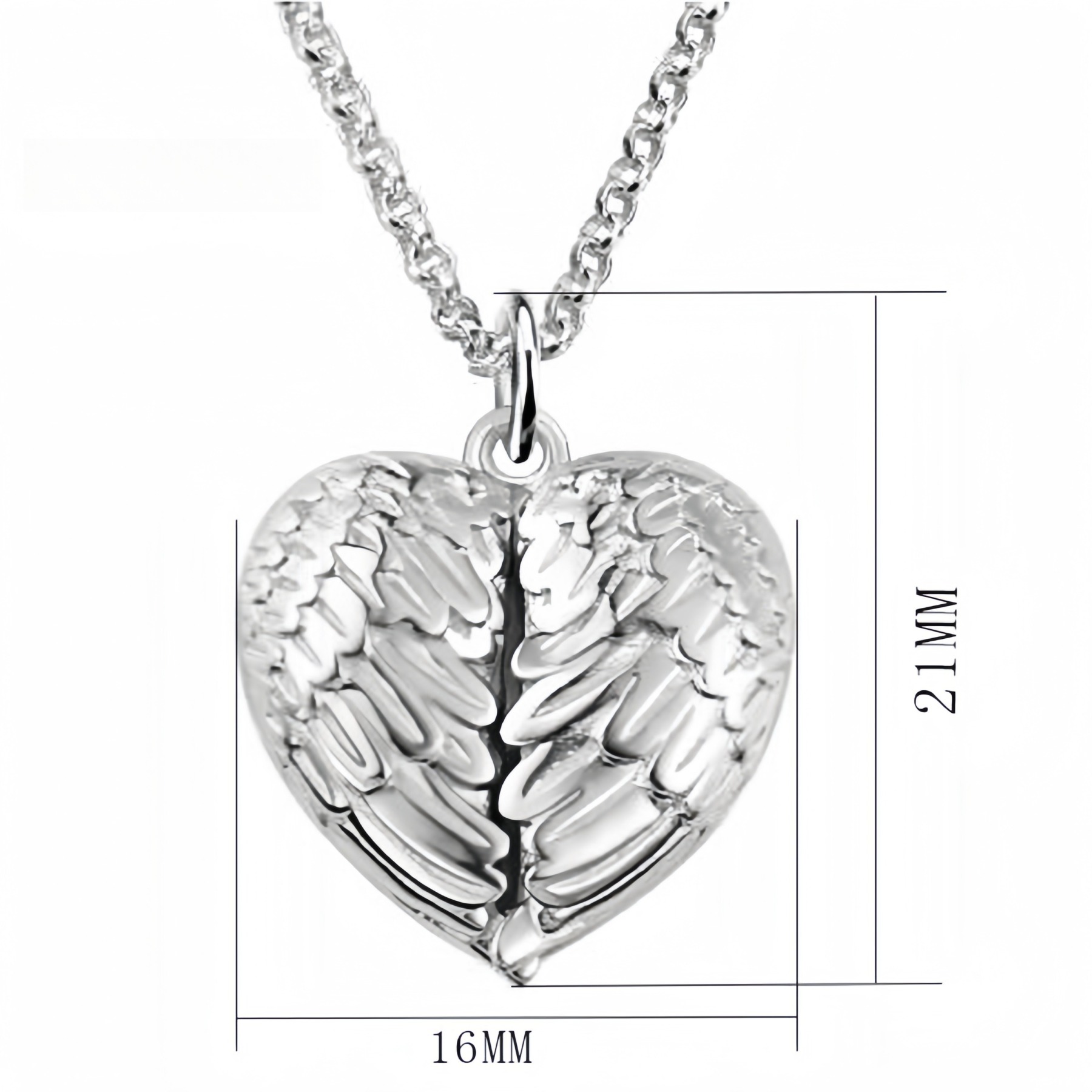 Engraved Angel Wings Heart Photo Locket Sterling Silver Necklace